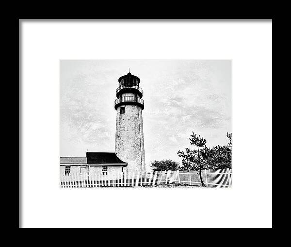 Highland Lighthouse Framed Print featuring the photograph Highland Lighthouse Cape Cod BW by Marianne Campolongo
