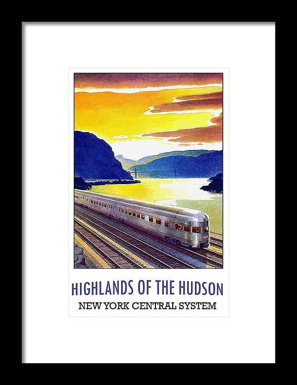 Hudson Framed Print featuring the mixed media Highlands of the Hudson - New York Central System - Retro travel Poster - Vintage Poster by Studio Grafiikka