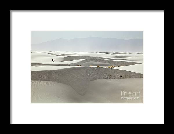 00559173 Framed Print featuring the photograph Hikers at White Sands by Yva Momatiuk and John Eastcott