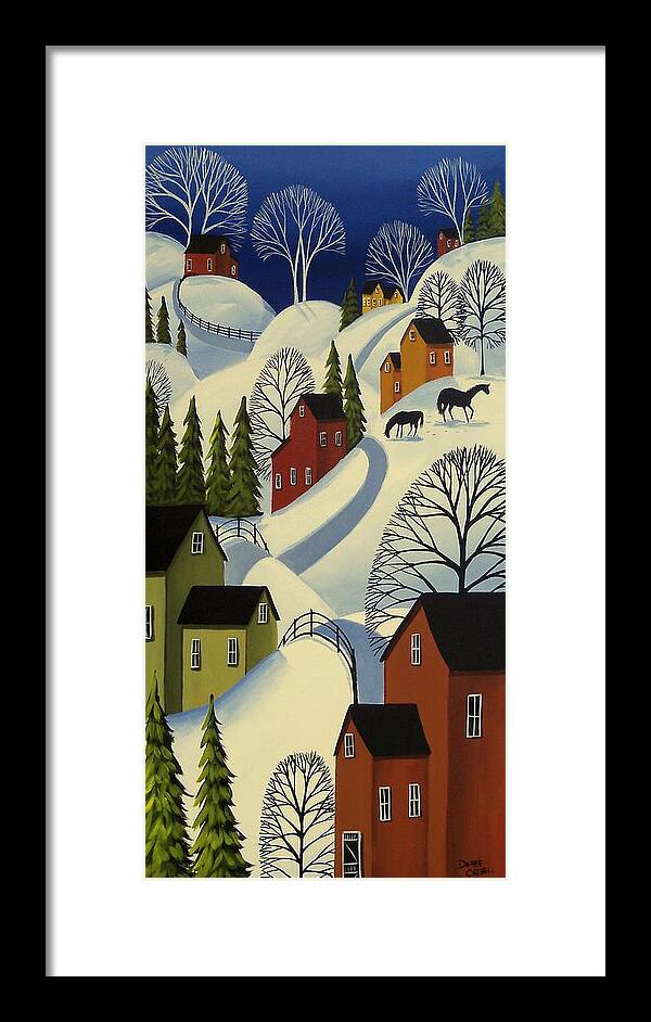 Winter Framed Print featuring the painting Hills Of Winter - snow landscape by Debbie Criswell