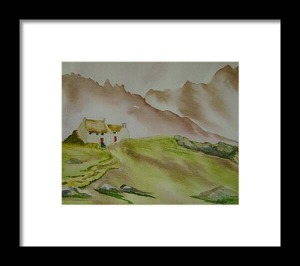 Mountains Framed Print featuring the painting Hillside Retreat by Dottie Briggs