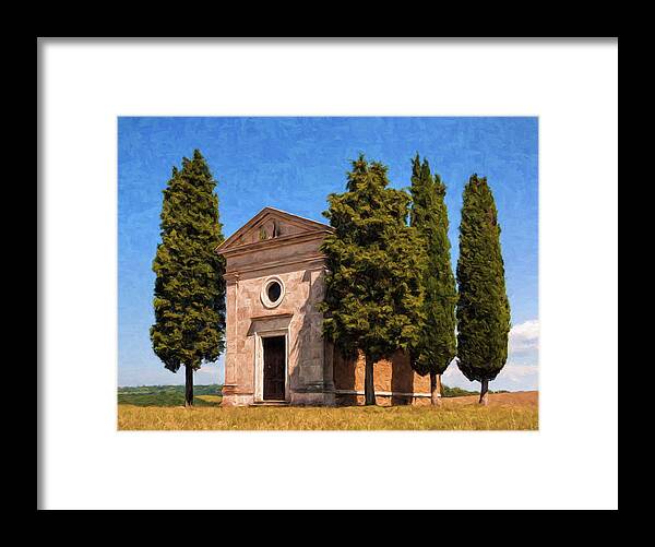 Italy Framed Print featuring the painting Hilltop Chapel Tuscany by Dominic Piperata