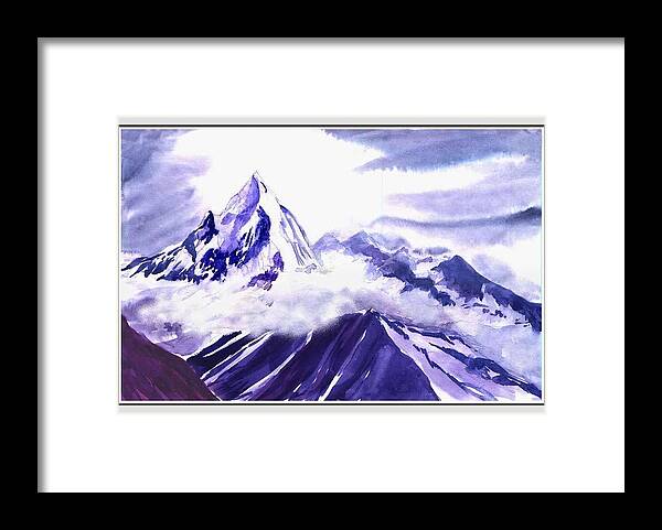 Landscape Framed Print featuring the painting Himalaya by Anil Nene