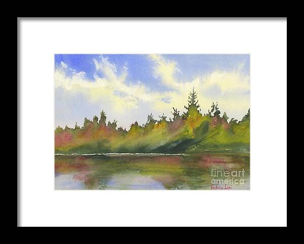 Watercolor Landscape Framed Print featuring the painting Hint of Fall by Victoria Lisi