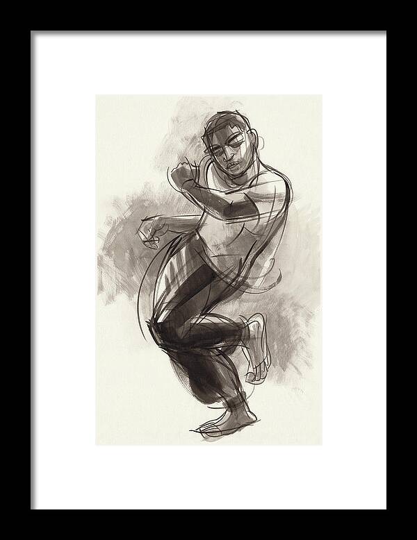 Male Dancer Framed Print featuring the painting Hiphop Dancer 2 by Judith Kunzle
