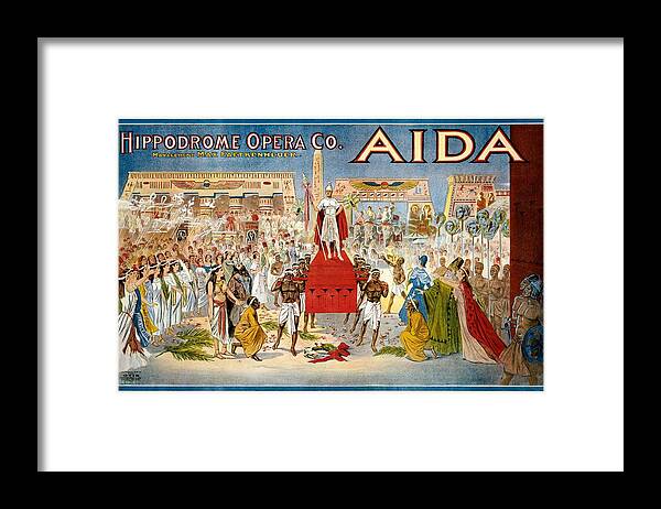 Hippodrome Opera Framed Print featuring the mixed media Hippodrome Opera Aida - Theatrical Poster - Retro travel Poster - Vintage Poster by Studio Grafiikka