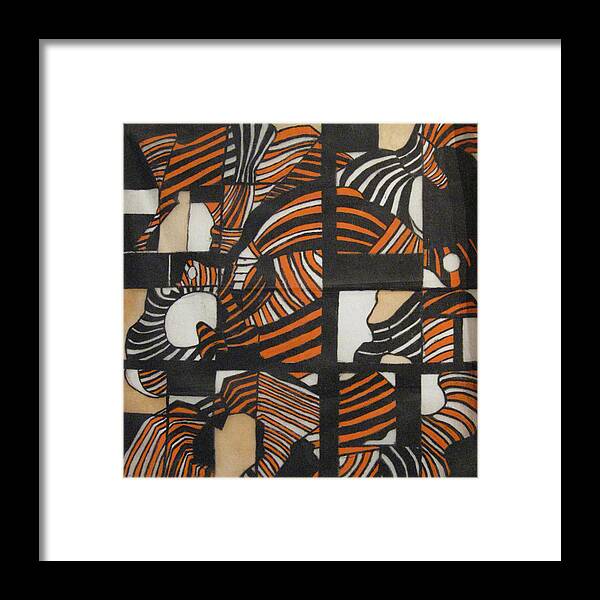 Orange Framed Print featuring the tapestry - textile Hips by Diana Tatucu
