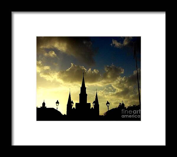 Nola Framed Print featuring the photograph St. Louis Cathedral A Historic Silhouette At Jackson Square In New Orleans Louisiana by Michael Hoard