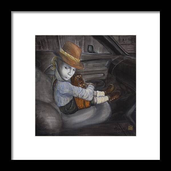 Boy Framed Print featuring the painting Hitchhiker by Nik Helbig
