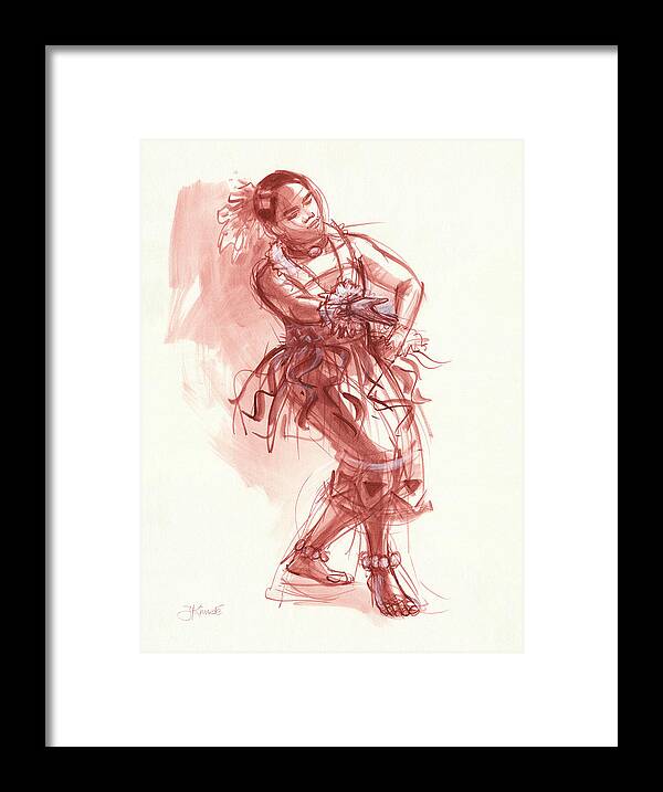 Dancer Framed Print featuring the drawing Hiva, Dancer of Tonga by Judith Kunzle