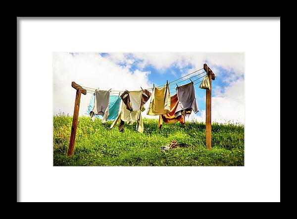 Hobbits Framed Print featuring the photograph Hobbit Clothesline by Kathryn McBride