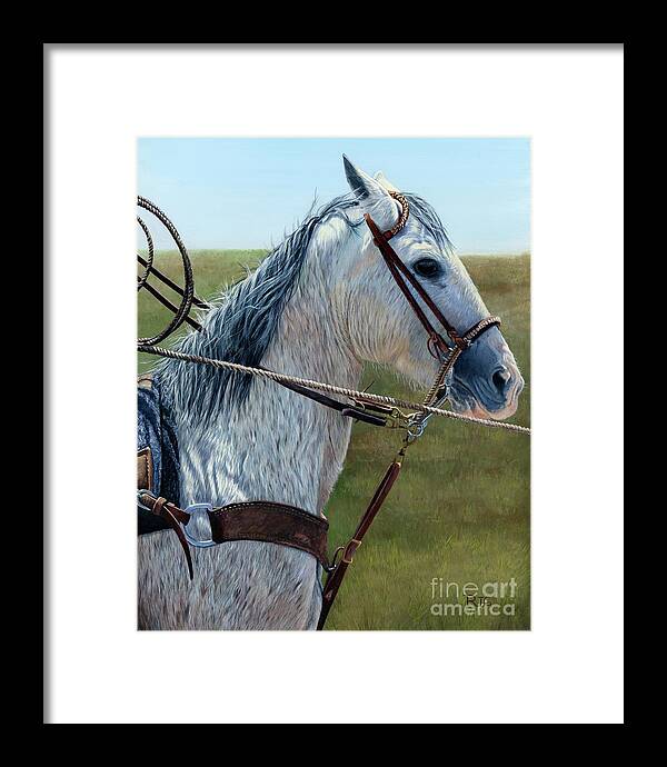 Horses Framed Print featuring the painting Hold the Line by Rosellen Westerhoff