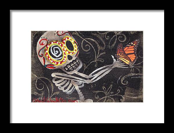 Day Of The Dead Framed Print featuring the painting Holding Life by Abril Andrade