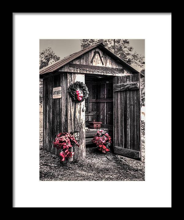 Old Framed Print featuring the photograph Holiday Outhouse by Debra Forand