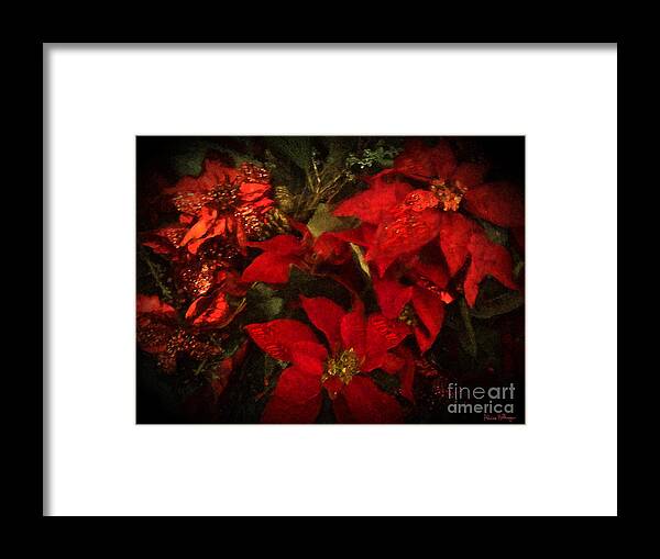 Poinsettia Framed Print featuring the digital art Holiday Painted Poinsettias by Alicia Hollinger