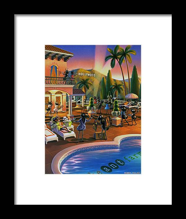 Ants Framed Print featuring the painting Hollywood Ants Cocktail party by Robin Moline