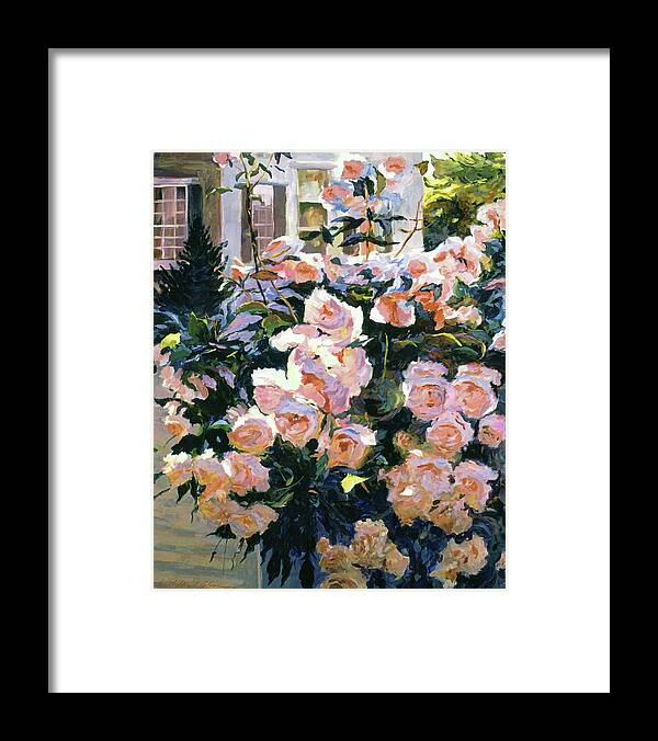 Gardens Framed Print featuring the painting Hollywood Cottage Garden Roses by David Lloyd Glover