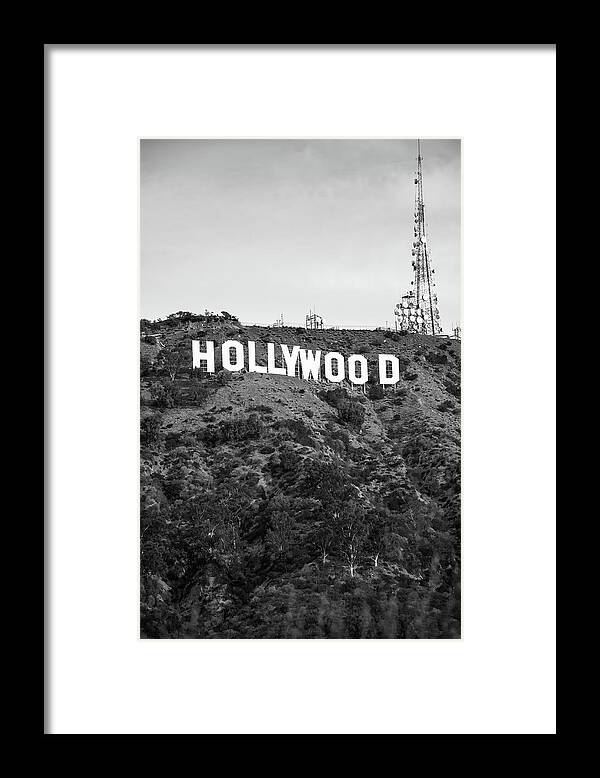 Hollywood Hills Framed Print featuring the photograph Hollywood Hills Monochrome Majesty by Gregory Ballos
