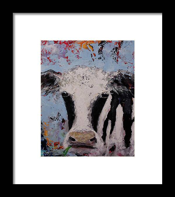 Cow Art Framed Print featuring the painting Holstein Cow Painting Farm House Wall Art Cow Art by Gray Artus