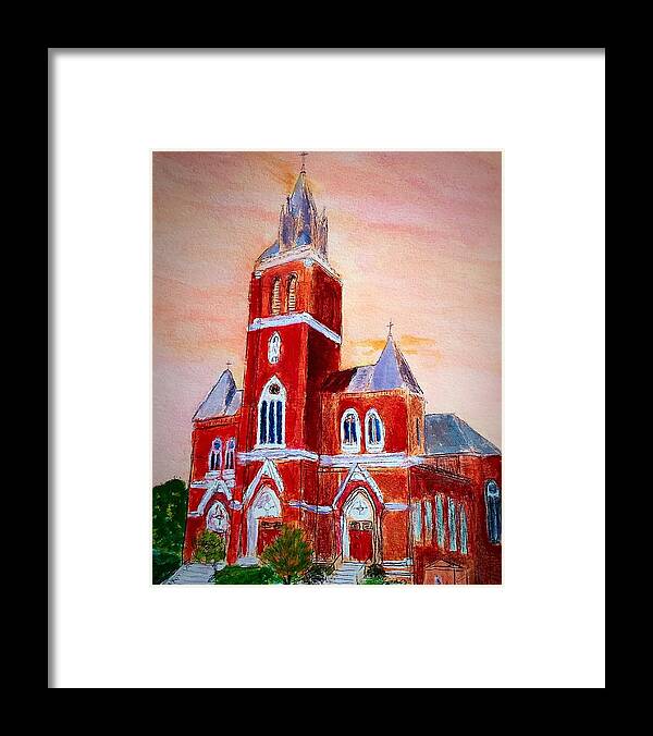 Amesbury Framed Print featuring the painting Holy Family Church by Anne Sands