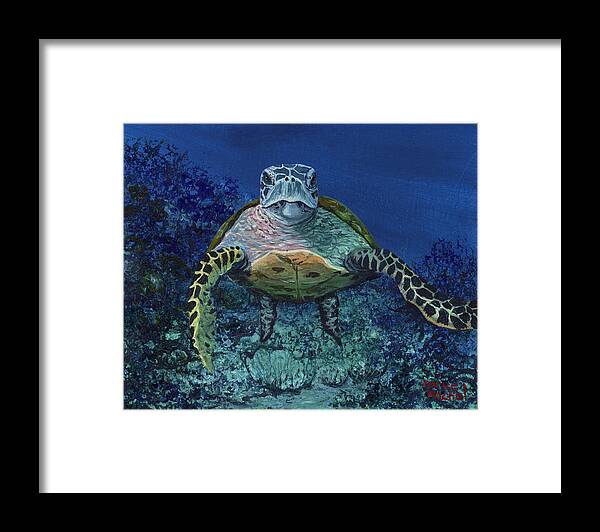Hawaiian Green Sea Turtle Framed Print featuring the painting Home Of The Honu by Darice Machel McGuire