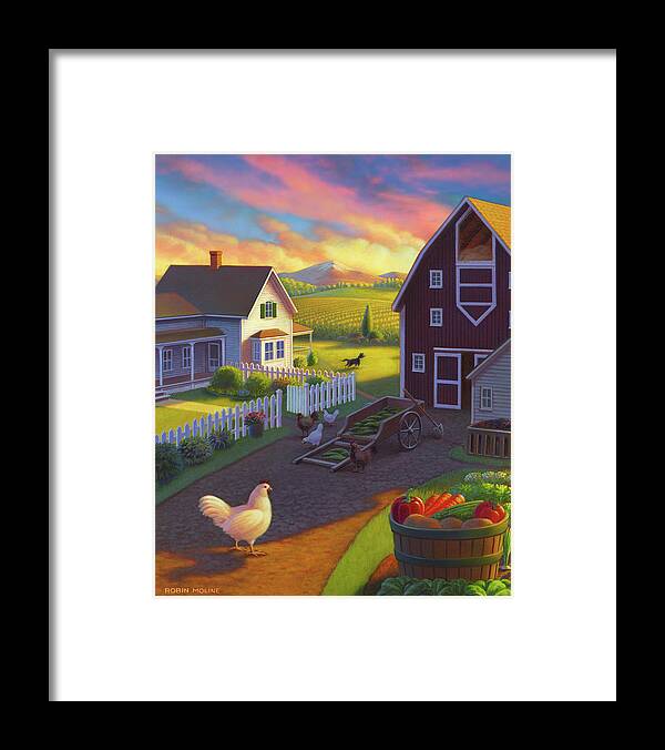 Farm Scene Framed Print featuring the painting Home on the Farm by Robin Moline