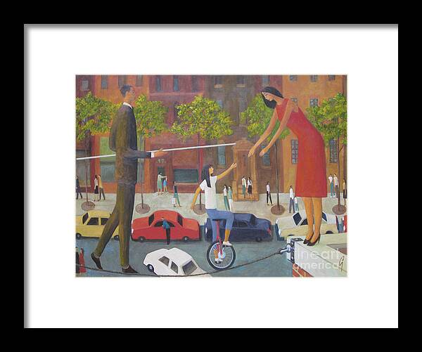 Tightrope Framed Print featuring the painting Homecoming by Glenn Quist