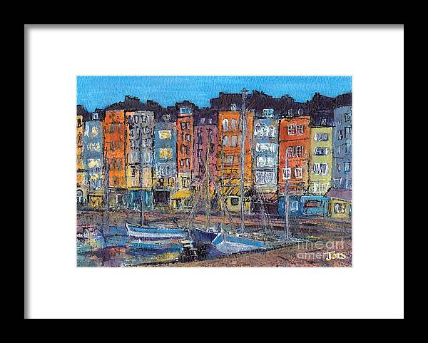 France Framed Print featuring the painting Honfleur France by Jackie Sherwood