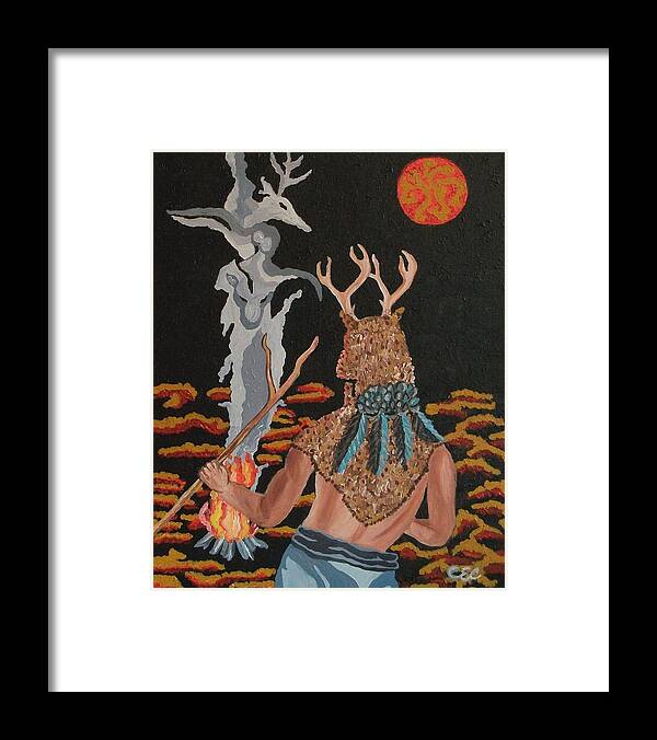 Native American Framed Print featuring the painting Honoring by Carolyn Cable