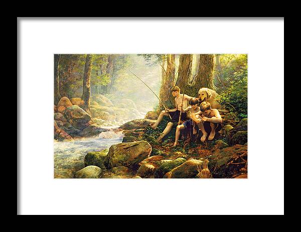 Fishing Framed Print featuring the painting Hook Line and Summer by Greg Olsen