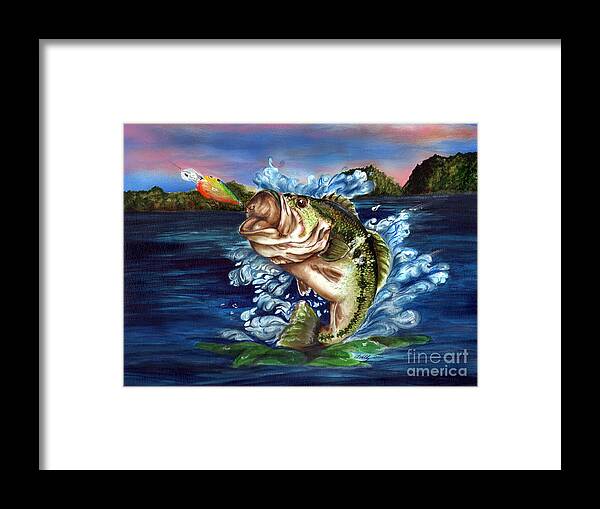Fish Framed Print featuring the painting Hooked by Kathleen Kelly Thompson
