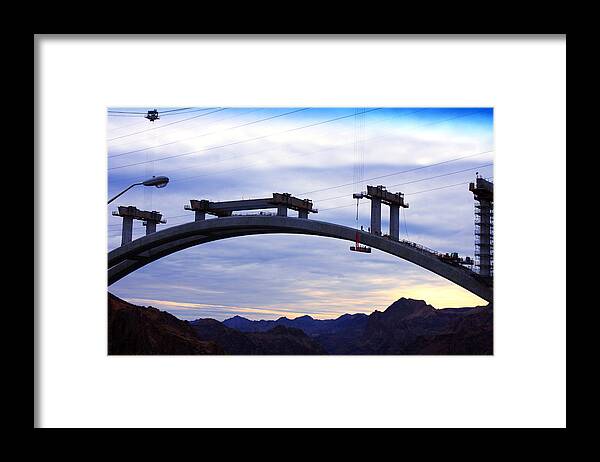 Bridge Framed Print featuring the photograph Hoover Dam Bridge Under Construction by Barbara Teller