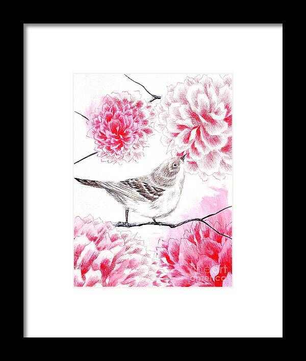 Bird Framed Print featuring the drawing Hop to It by Alice Chen