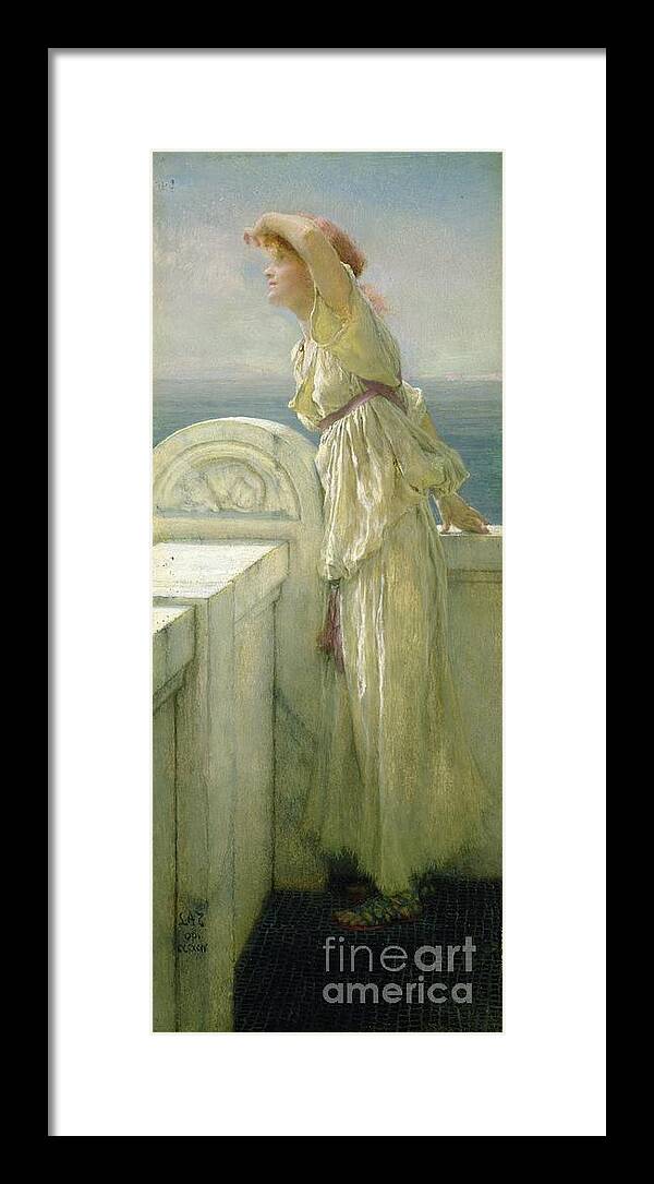 Hopeful Framed Print featuring the painting Hopeful by Sir Lawrence Alma-Tadema by Lawrence Alma-Tadema