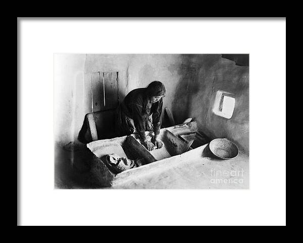 1911 Framed Print featuring the photograph HOPI: GRINDING CORN, c1911 by Granger