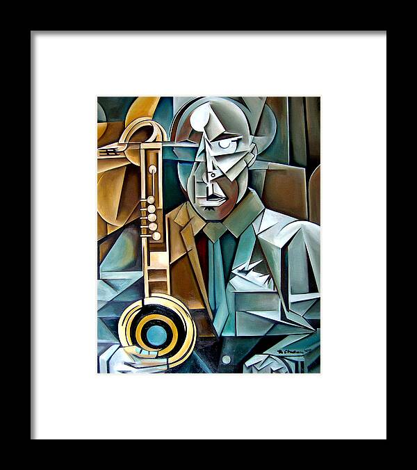 Jazz Saxophone Tim Warfield Framed Print featuring the painting Horn and Man by Martel Chapman