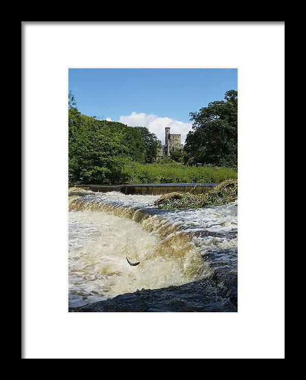 Hornby Castle Framed Print featuring the photograph Hornby Castle with Sea Trout leaping by Nigel Radcliffe