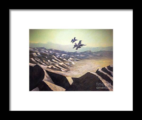 Usmc Framed Print featuring the painting Hornets over Afghanistan by Stephen Roberson