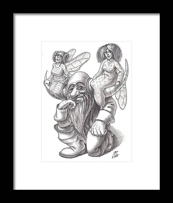  Fairy Tale. Illustrative Framed Print featuring the drawing Horns by Victor Molev