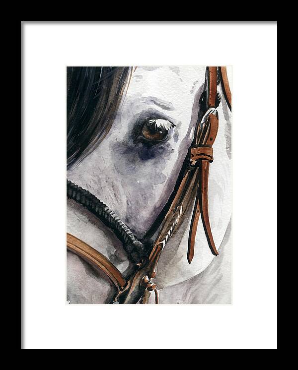 Cowboy Framed Print featuring the painting Horse Head by Nadi Spencer
