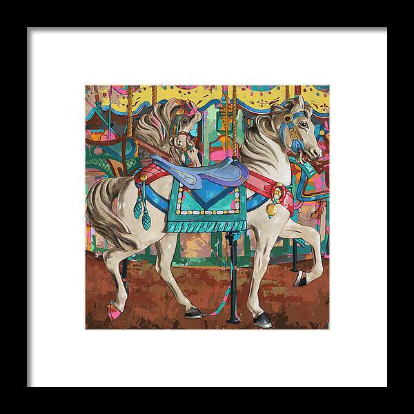 Carousel Framed Print featuring the painting Horses #9 by David Palmer