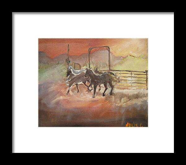  Framed Print featuring the painting Horses by Julie Todd-Cundiff