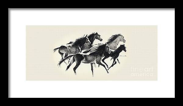 Wildlife Framed Print featuring the digital art Horses mug by Mamoun Sakkal
