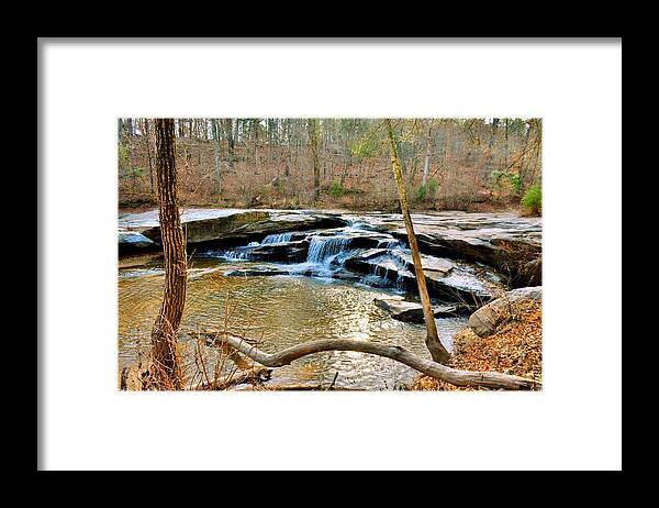 Horseshoe Falls At Musgrove Mill Historic Site Clinton Sc Framed Print featuring the photograph Horseshoe Falls At Musgrove Mill Historic Site Clinton SC by Lisa Wooten
