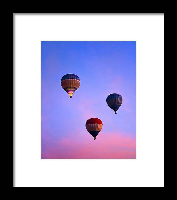 Hot Framed Print featuring the photograph Hot Air Balloons at Dawn by Mark E Tisdale