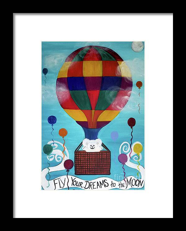 Hot Air Balloon Framed Print featuring the painting Hot Bear Balloon by Artist Linda Marie