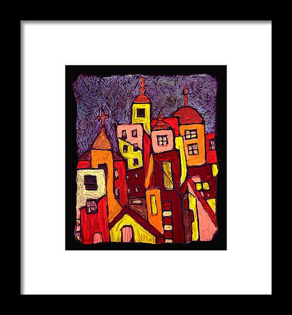 City Scapes Framed Print featuring the painting Hot Night in the City by Wayne Potrafka