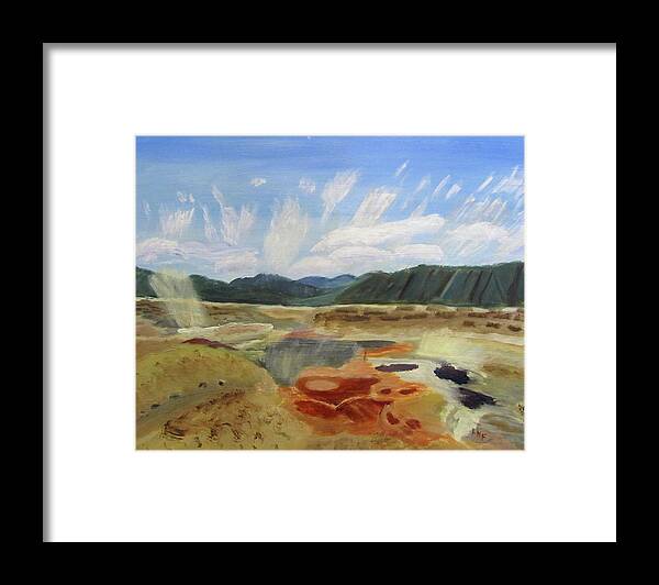 Yellowstone Framed Print featuring the painting Hot Springs by Linda Feinberg