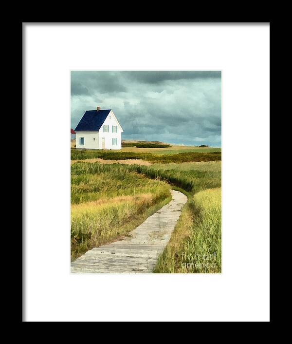 Prince Edward Island Framed Print featuring the painting House at the end of the boardwalk by Edward Fielding