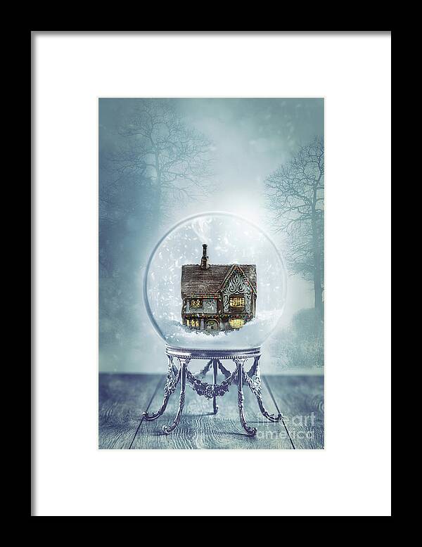 Crystal Framed Print featuring the photograph House In Glass Crystal Ball by Amanda Elwell